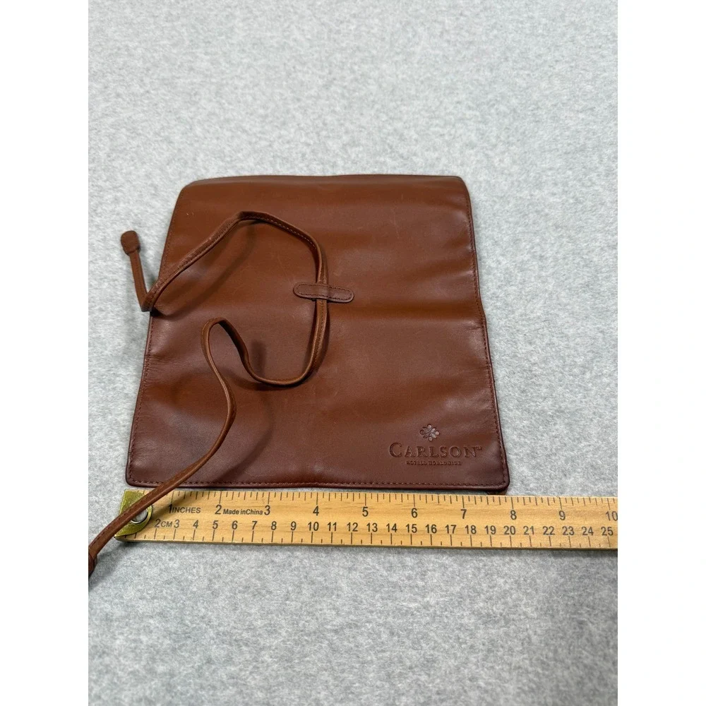 Carlson Hotels Worldwide Brown Leather Jewelry Travel Case Roll Organizer